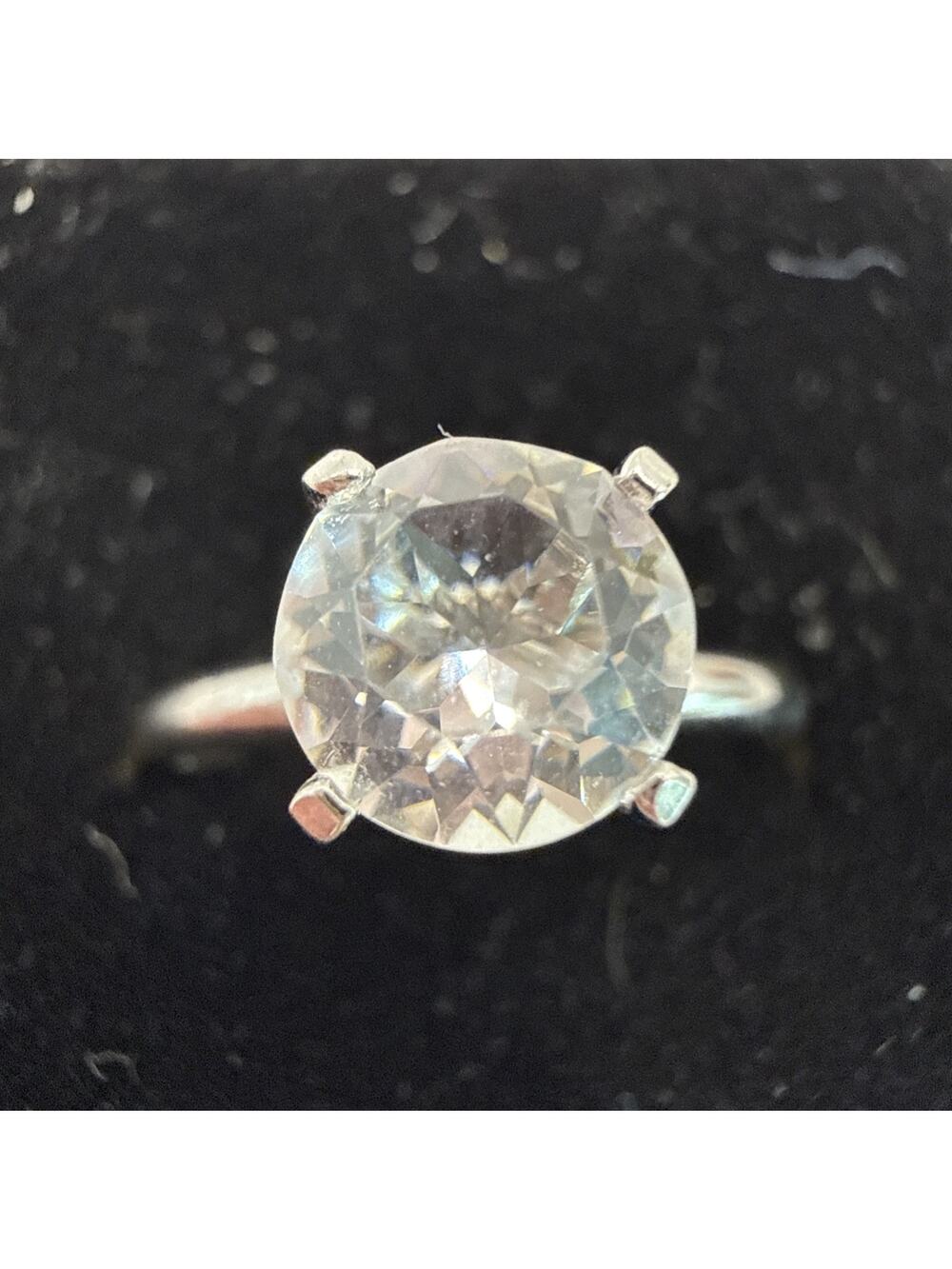 UNCAS Vintage Sterling Silver Cubic Zirconia Solitaire Ring, Size 7